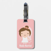 Étiquette À Bagage Femme Mariage mignonne en blouse blanche (Dos Vertical)