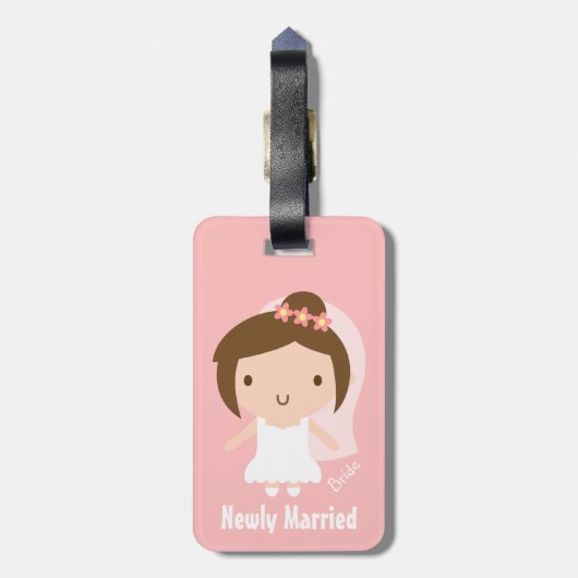 Étiquette À Bagage Femme Mariage mignonne en blouse blanche (Dos Vertical)