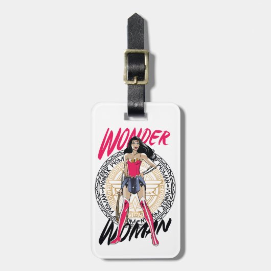 Étiquette À Bagage Femme Merveilleuse Avec Emblème Tribal Grec (Devant Vertical)