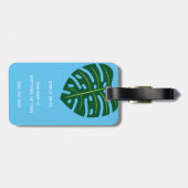Étiquette À Bagage Femme noire, Bubblegum, Feuilles tropicaux, Bleu (Dos horizontal)