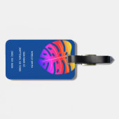 Étiquette À Bagage Femme noire, Bubblegum, Feuilles tropicaux, Bleu m (Dos horizontal)