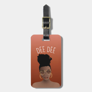 Étiquette À Bagage Femme noire, Nuances d'or & High Bun, Cuivre Brown