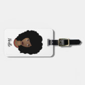 Étiquette À Bagage Femme noire, Profitez du voyage, rose & blanc (Devant horizontal)