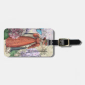 Étiquette À Bagage Femme victorienne à la mode rouge colorée (Devant horizontal)