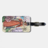 Étiquette À Bagage Femme victorienne à la mode rouge colorée (Dos horizontal)