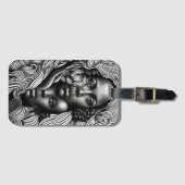 Étiquette À Bagage Femmes afro-américaines Abstraites noires et blanc (Devant Horizontal)