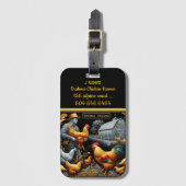 Étiquette À Bagage Fermier avec des coqs au lever du soleil (Devant Vertical)