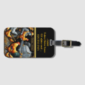 Étiquette À Bagage Fermier avec des coqs au lever du soleil (Devant Horizontal)