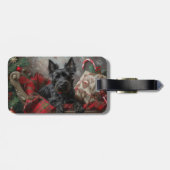 Étiquette À Bagage Festif de Noël écossais Terrier Dog (Dos horizontal)