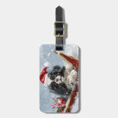 Étiquette À Bagage Festival de Noël de Chien Chin Japonais (Devant Vertical)