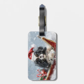 Étiquette À Bagage Festival de Noël de Chien Chin Japonais (Dos Vertical)