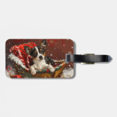 Étiquette À Bagage Festive de Noël de chien de Rat Terrier (Dos horizontal)