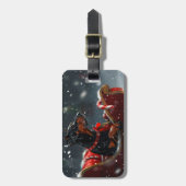 Étiquette À Bagage Festive de Noël de chien Doberman (Devant Vertical)