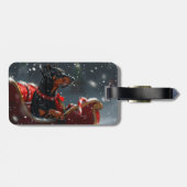 Étiquette À Bagage Festive de Noël de chien Doberman (Dos horizontal)