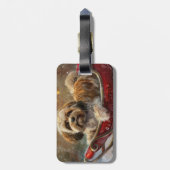 Étiquette À Bagage Festive de Noël de chien Lhasa Apso (Dos Vertical)