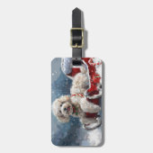 Étiquette À Bagage Festive de Noël du chien de caniche (Devant Vertical)