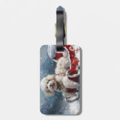 Étiquette À Bagage Festive de Noël du chien de caniche (Dos Vertical)