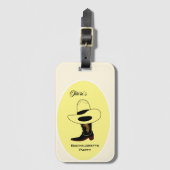 Étiquette À Bagage Fête de Bachelorette Chapeau de Cowboy et Bottes (Devant Vertical)