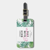 Étiquette À Bagage Fête de Fiançailles de Feuille d'Été Tropicale (Devant Vertical)