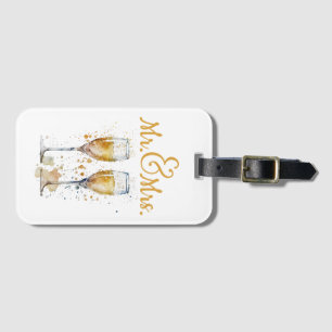 Étiquette À Bagage Fête de M. & Mme Champagne