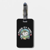 Étiquette À Bagage Fête de Noël avec Purr-ty Time Cat (Dos Vertical)