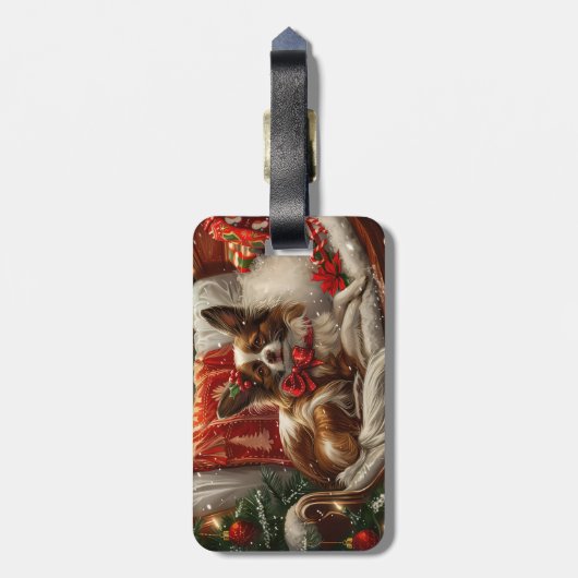 Étiquette À Bagage Fête de Noël de chien de Papillon (Dos Vertical)