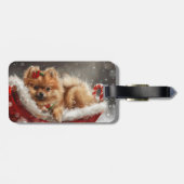 Étiquette À Bagage Fête de Noël de Chien de Poméranie (Dos horizontal)