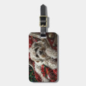 Étiquette À Bagage Fête de Noël de Chien Havanais (Devant Vertical)