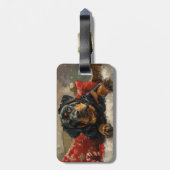 Étiquette À Bagage Fête de Noël de chien Rottweiler (Dos Vertical)