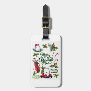 Étiquette À Bagage Fête de Noël de golf avec équipement de golf Noël