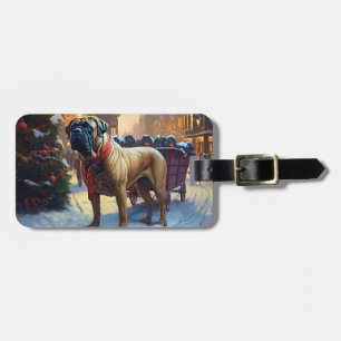 Étiquette À Bagage Fête de Noël du Bullmastiff