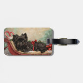 Étiquette À Bagage Fête de Noël du chien Affenpinscher (Dos horizontal)