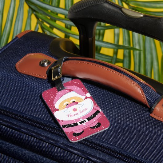 Étiquette À Bagage Fête de Noël du Père Noël rose doux (Insitu Rectoal 1)