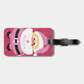 Étiquette À Bagage Fête de Noël du Père Noël rose doux (Dos horizontal)