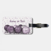 Étiquette À Bagage Fête de Noël Rose violet ornements Flocon de neige (Dos horizontal)