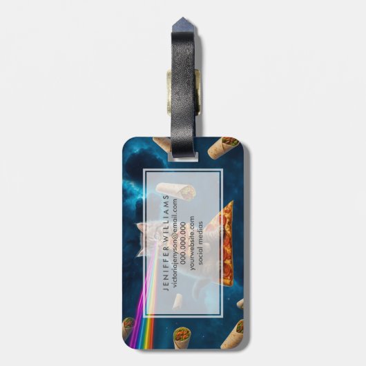 Étiquette À Bagage Fête de pizza de chat laser (Dos Vertical)