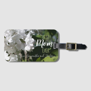 Étiquette À Bagage Fête des mères Lilacs blancs Meilleure maman Jamai