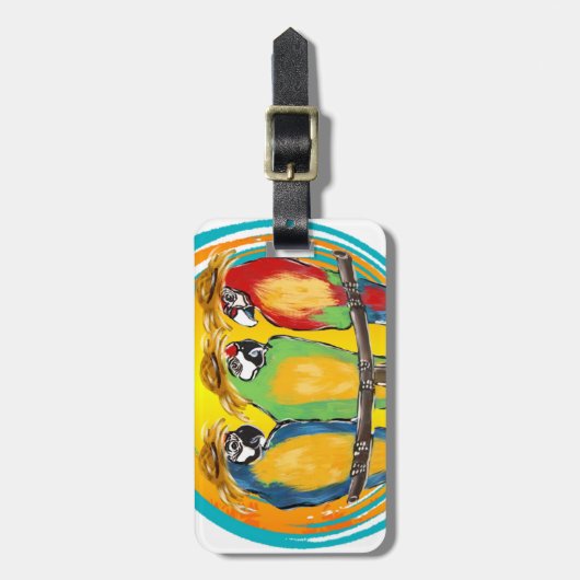 ÉTIQUETTE À BAGAGE FÊTE DES PARROTS (Devant Vertical)