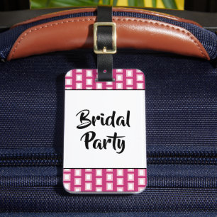 Étiquette À Bagage Fête nuptiale Gras Rose clair et blanc Funky Retro