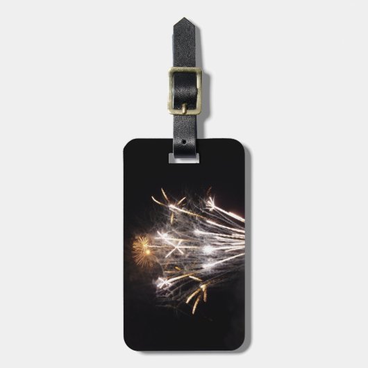 Étiquette À Bagage Feu d'artifice blanc et or II Fête patriotique (Devant Vertical)