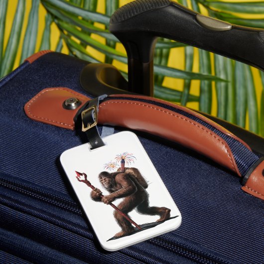 Étiquette À Bagage Feu d'artifice de Bigfoot 4 juillet Drapeau améric (Insitu Rectoal 1)