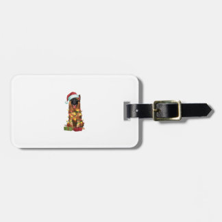 Étiquette À Bagage Feu de Noël Santa Hat Belge Tervuren Chien Chris