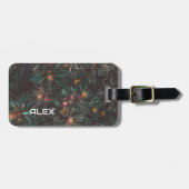 Étiquette À Bagage Feuillage à l'aiguille avec Fleurs minuscules rose (Devant horizontal)