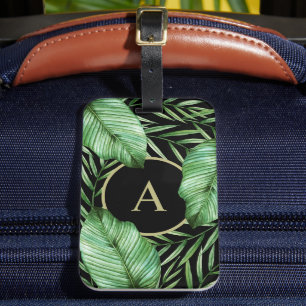 Étiquette À Bagage Feuillage botanique tropical avec votre monogramme