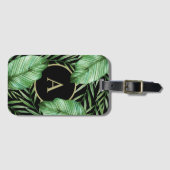 Étiquette À Bagage Feuillage botanique tropical avec votre monogramme (Devant Horizontal)