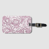 Étiquette À Bagage Feuillage orné rose rose (Devant Horizontal)