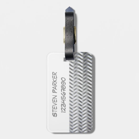 Étiquette À Bagage Feuillard industriel texturisé d'acier inoxydable (Dos Vertical)