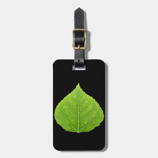 Étiquette À Bagage Feuille d'Aspen vert #11 (Devant Vertical)