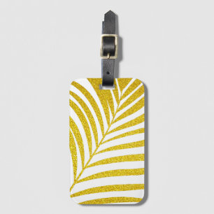Étiquette À Bagage Feuille de palmier dorée scintillante cadeau tropi