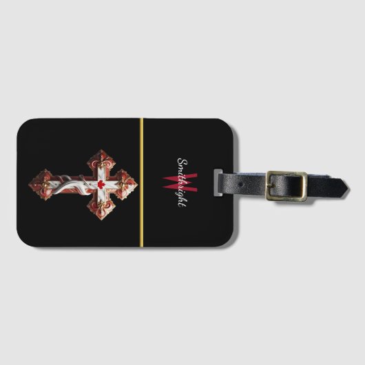 Étiquette À Bagage Feuille d'érable intégrée par croix (Devant Horizontal)